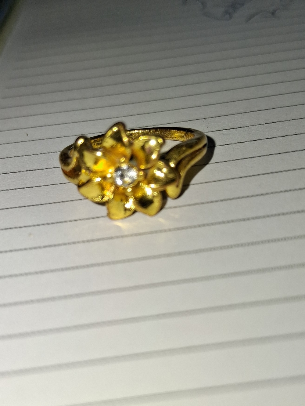 Gold Flower Ring with Center Stone - Women Jewelry